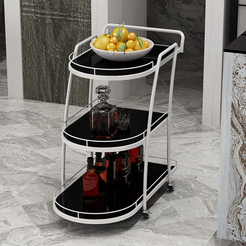 Vintage Metal Kitchen Cart with Wheels Commercial Pastry Server Mobile Afternoon Tea Trolley Rolling Serving Cart for Dining
