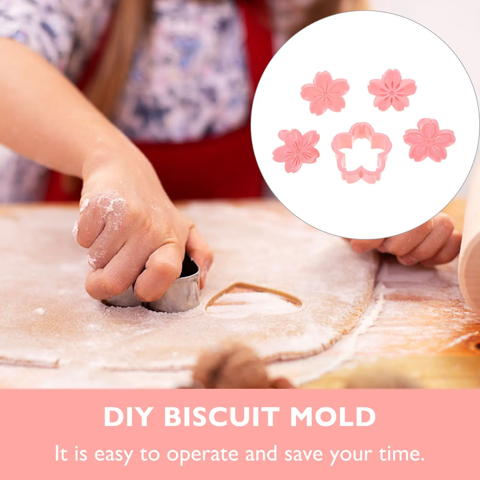 1Set Cookie Mold DIY Biscuits Mold Cherry Blossom Baking Tool Creative Fondant Cutter Baking Tool for Dough Sugar Paste