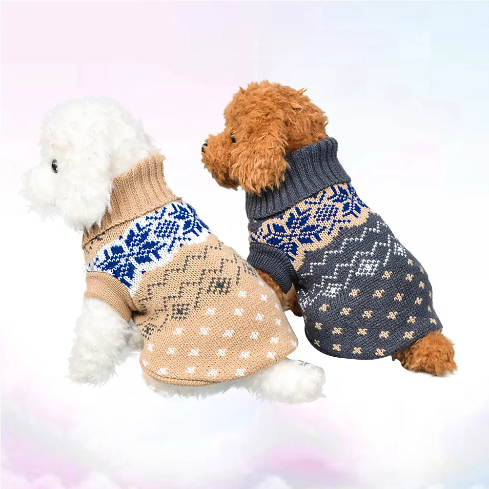 

2Pcs Pet Sweaters Beige Gray Warm Durable Dog Clothes Thick Fabric Autumn Winter Puppy Costume Size S Pet Clothes