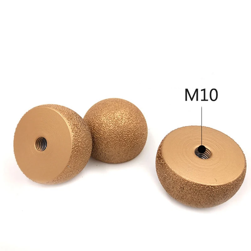 Diamond Brazed Round Grinding Head, Ferramenta abrasiva para arco interno, Grinding Stones, Engraving Tool, Mushroom Head, M10, 35mm, 50mm