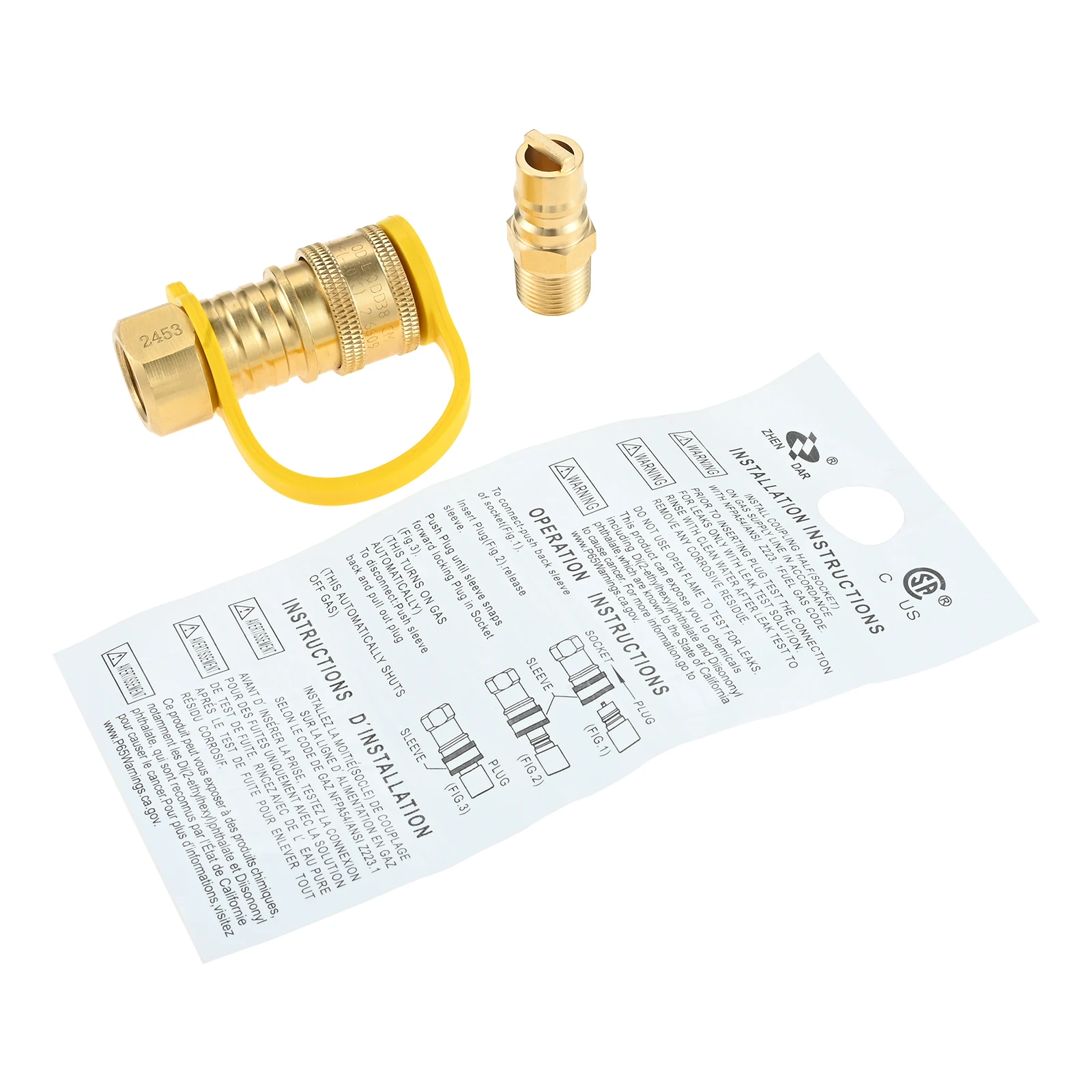 1Set Disconnect Connector with Male Insert Plug 3/8Inch Gas Quick Connect Kit Adapter for Use with Low-pressure Natural Gas