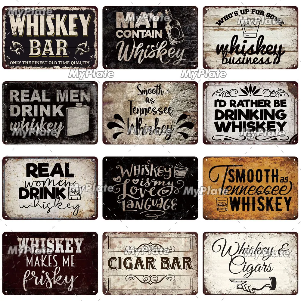 [MaPalte] Vintage Whiskey Sign Cigar Beer Metal Sign Tin Sign Decoration Plaque Home Wall Door Decor Bar Sign Home Plate Poster