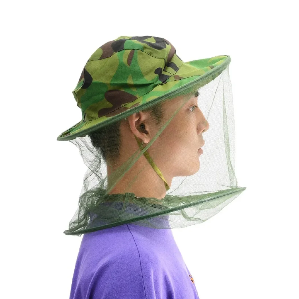 

Camouflage Beekeeping Anti-mosquito Bee Bug Hat Head Net Mosquito Insect Midge Mesh Head Hat Face Protector For Camping