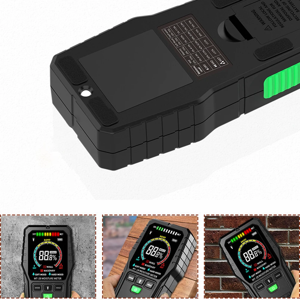 MT28 Non-Invasive Wood Moisture Meter With 2.7 Inch Color LCD For Wall Lumber Building Firewood Humidity Leak Detector Tool