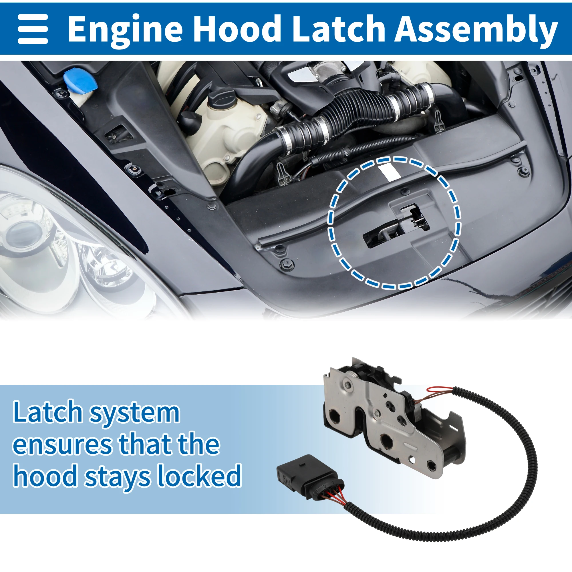 

UXCELL Защелка капота в сборе для Volkswagen Touareg 2011-2018 Разблокировка замка капота двигателя No 7P6823509