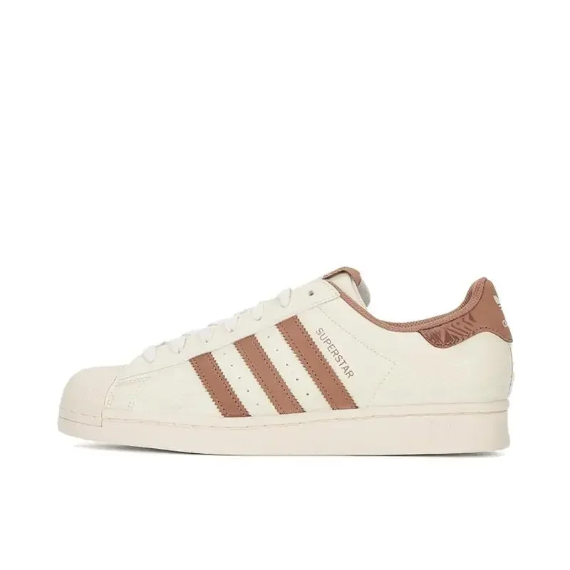 Adidas Originals Superstar White Brown Men's and Women's Lightweight Comfortable Wear Resistant Non-slip Low-top Shoes