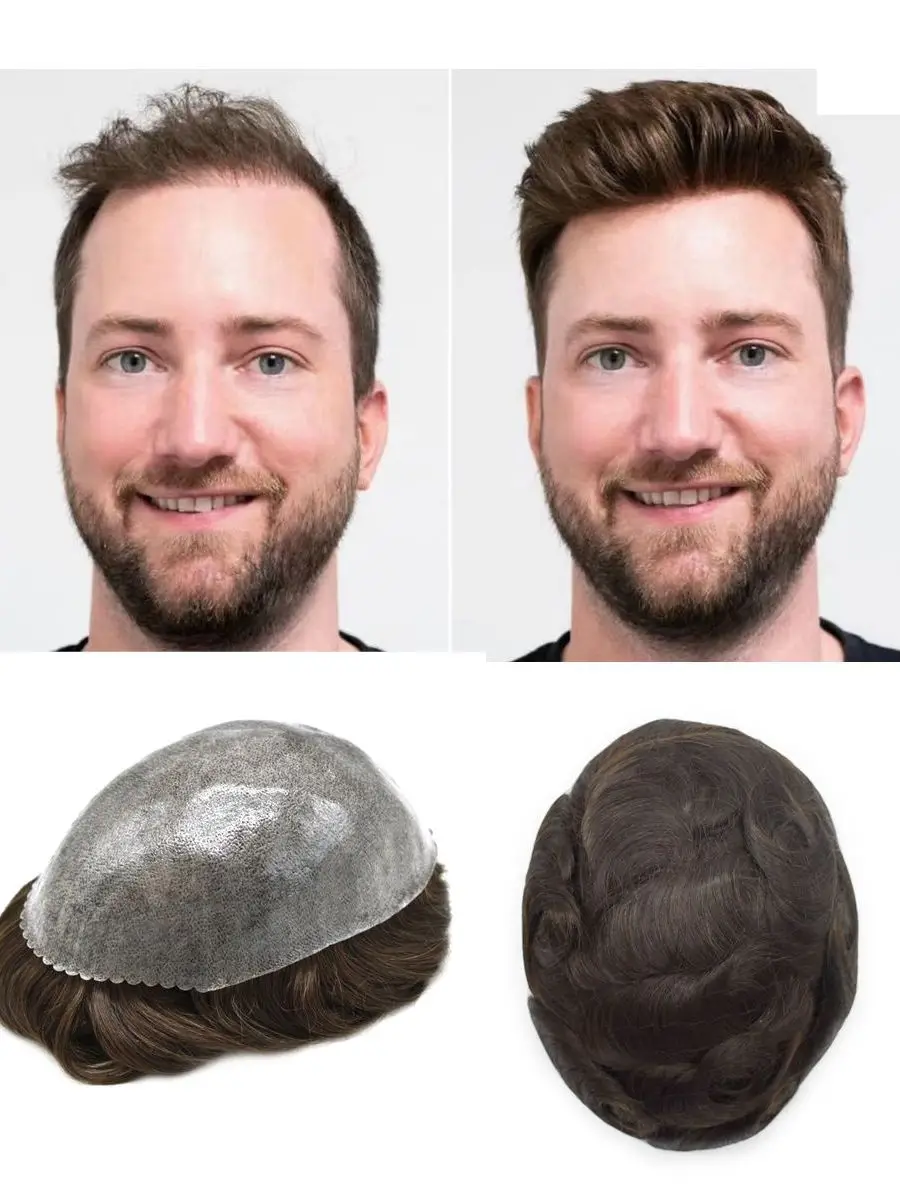 

PU Wig Toupee for Men 0.10mm Thin Skin Toupee Poly Hair Prosthesis Hair Piece Human Hair System Units Mens Wig Hair Replacement