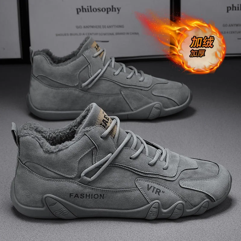 Ankle Boots for Men Casual Plush Warm Snow Boots Winter Sneaker Non Slip Work Shoes Men Motorcycle Short Boots Zapatillas Hombre