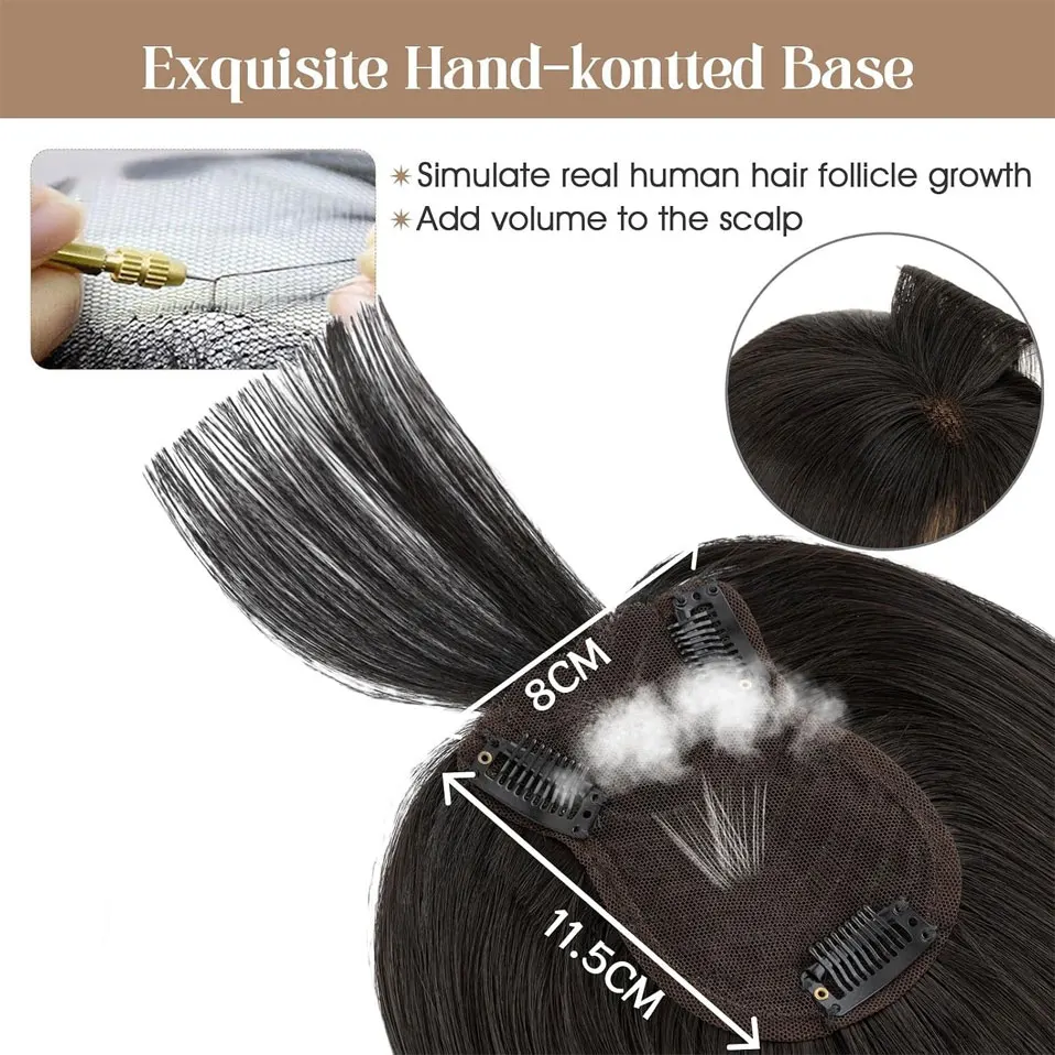 SEGO 10-14 Inch Hair Topper  Human Hair for Women Toppers With 3D Bangs Hair Toppers For Thinning Hair Wispy Air Bang Hairpieces