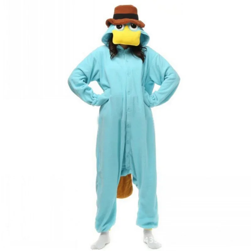 Kigurumi Adult Anime Monster Cosplay Costume Perry the Platypus Onesie Unisex Cartoon Pajamas Party For Female Male