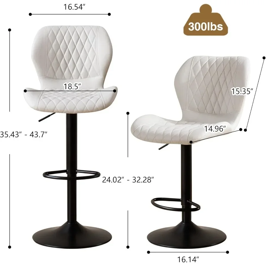 Cream Bar Stools Set of 2 Modern Swivel Counter Height Barstools for Kitchen Island Chairs Adjustable Fabric Bar Stools for Kit