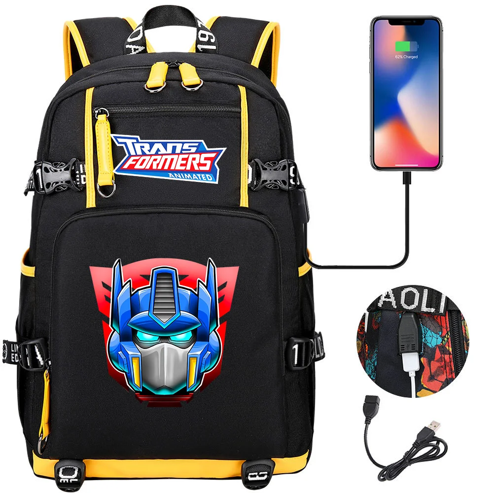 Transformers BumbleBee School Backpack Knapsack Rucksack Travel Bags Large Waterproof Multifunction USB Charging Backpacks