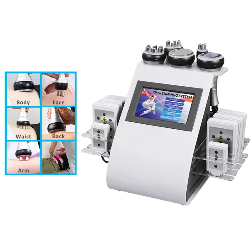 

6 in 1 40K Ultrasonic Cavitation Machine Skin Tightening Vacuum Liposuction Slimming Radio Frequency Laser Slimming Machine