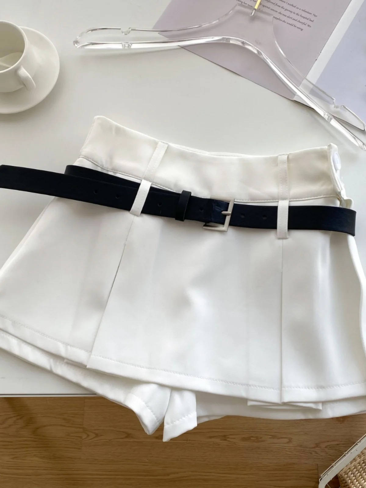 Ele Briti Sle Hohe Taille Plissee ort Hosen frauen Herbst Faion Abnehmen Gürtel Einfache Design Rock Hosen