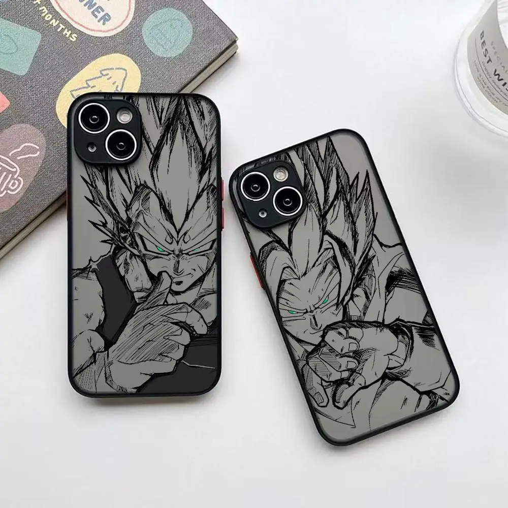 Comics Gokus Vegeta Phone Case For iPhone 16 ProMax 14 13 12 11 16 Plus Mini 15 16 Pro Max Funda D-Dragon Balls Matte Back Cover