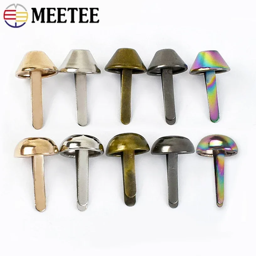 Meetee 50/100Pcs Metal Rivet Buckles 10/12/15mm Two-legged Nails Bag Handbag Leather Decorative Clasps DIY Hardware Accessories