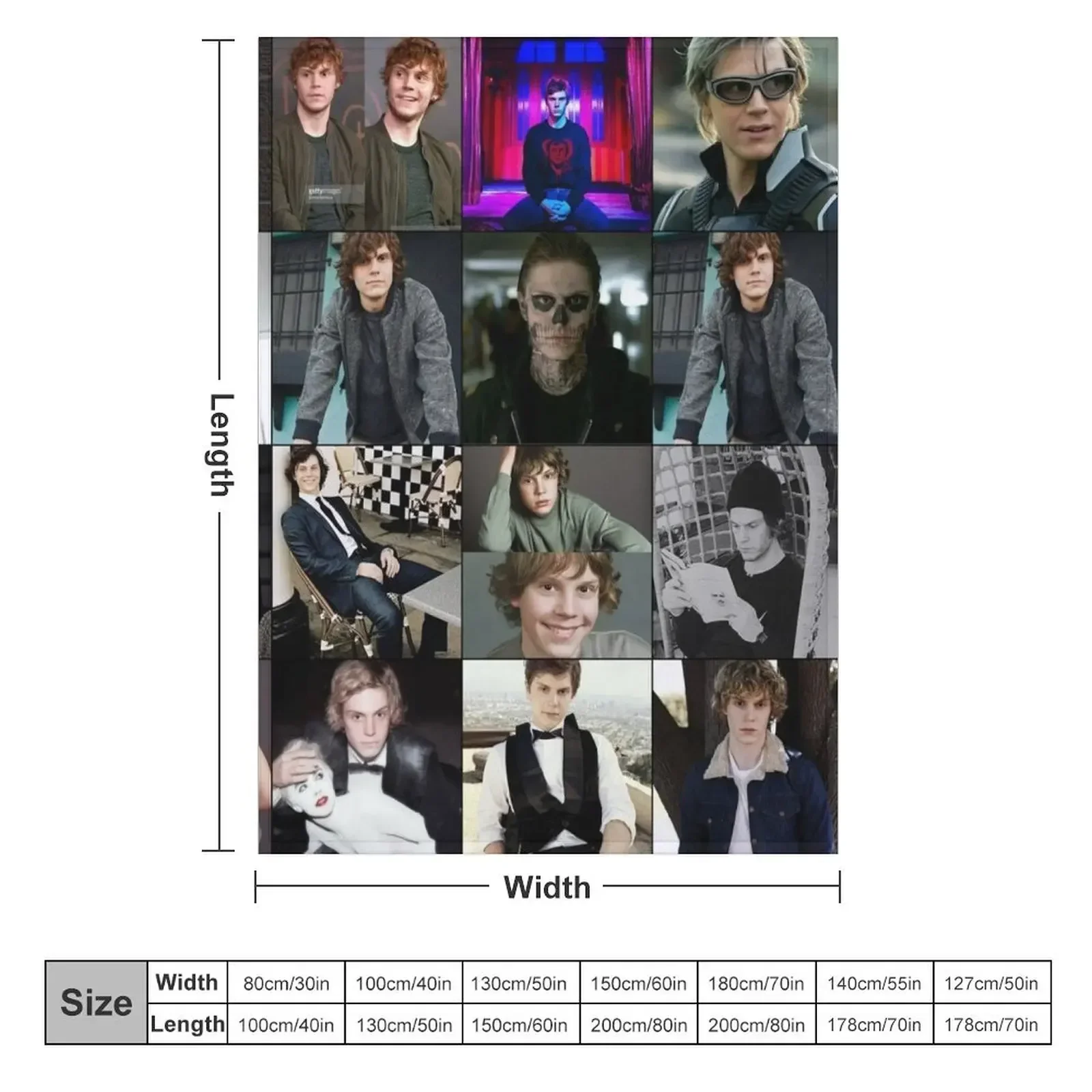 Evan Peters Photo Collage Art Throw Blanket funny gift Bed Fashionable blankets ands Blankets