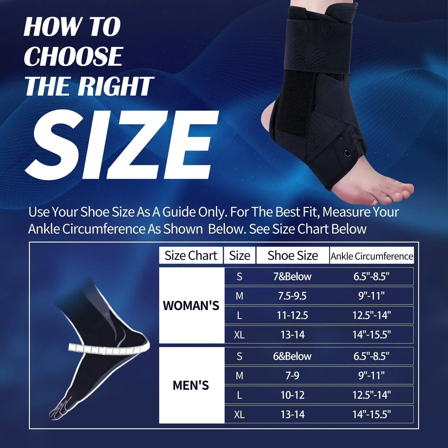 CZHIYAO Adjustable Breathable Ankle Brace Elastic Support Sprains Sports Injuries Provides Comfortable Stabilization During