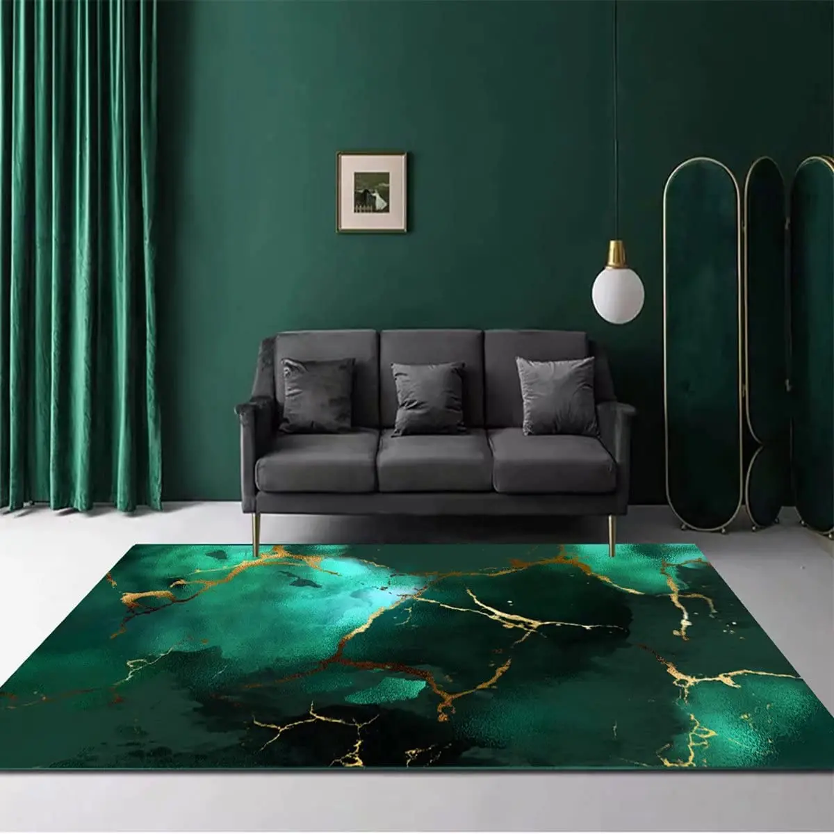 

Modern Green Hills Carpet for Living Room Luxury Home Decor Sofa Table Abstract Large Area Rug for Bedroom Anti-slip Floor Mats