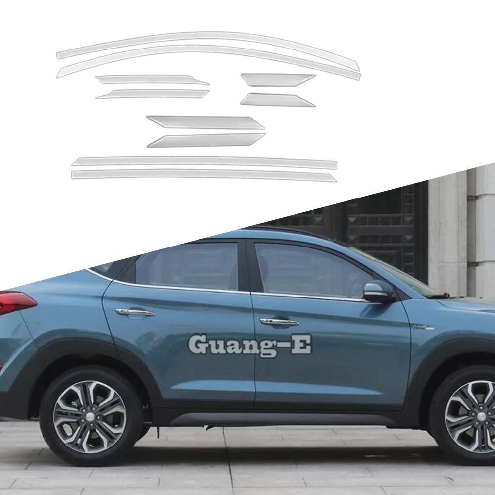 Body Stick Stainless Steel Glass Window Pillar Middle Column Strip Trim For Hyundai Tucson 2015 2016 2017 2018 2019 2020 2021