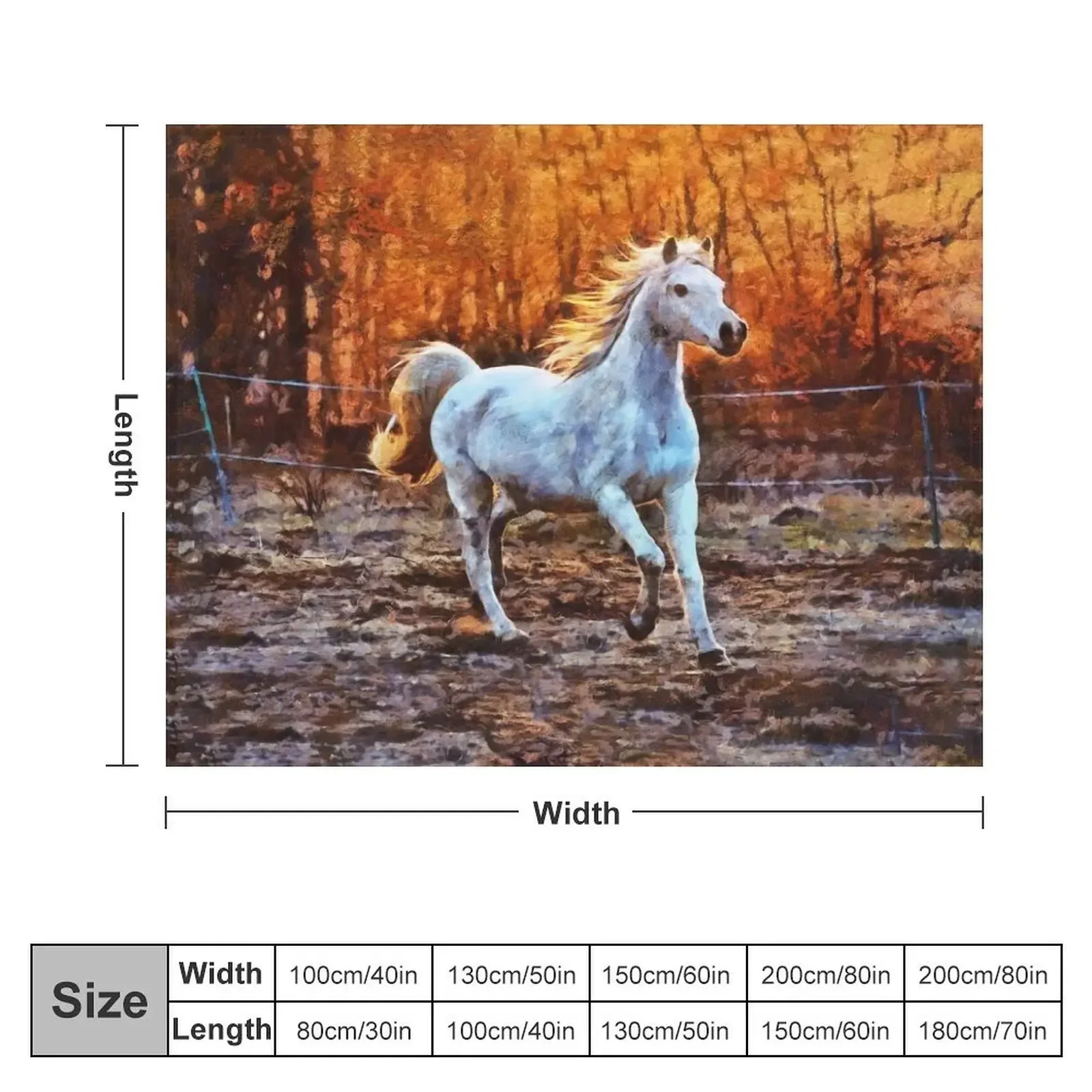 A White Horse Galloping With The Sun Setting Behind The Trees Digital Painting Throw Blanket Softest Comforter Blankets