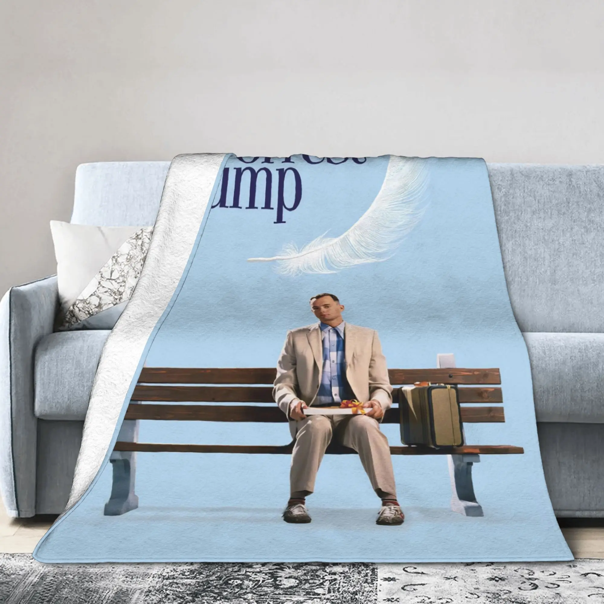 

Forrest Gump Running Flannel Blankets Classic Movie Poster Awesome Throw Blanket for Sofa Bedding Lounge 150*125cm Lightweight