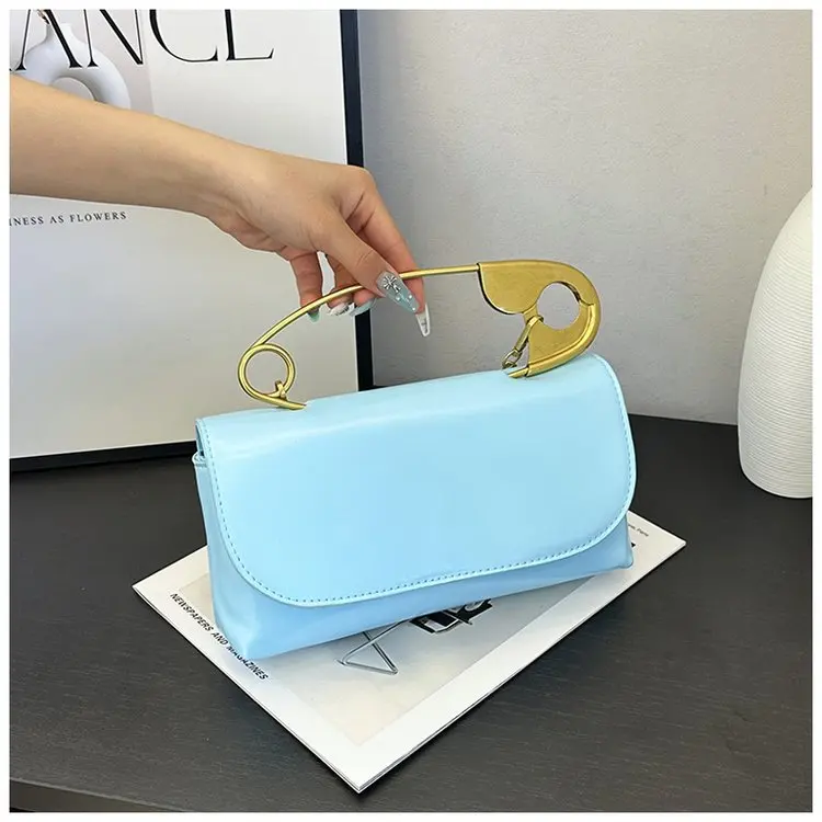 

Летняя мини-сумка со скрепками 2025, модная женская сумка через плечо с цепочкой, шикарный кошелек с верхней ручкой, минималистичная сумка «день-ночь»