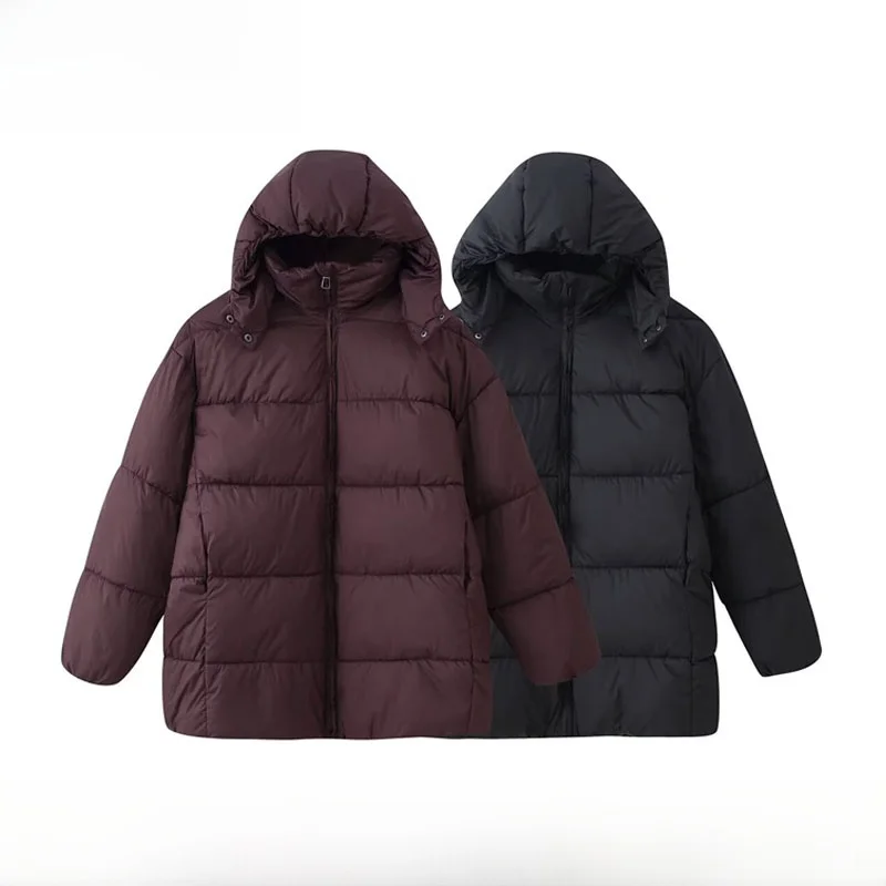 Modna, codzienna bluza z kapturem, oversize, bawełniana, nowa kolekcja jesień-zima, odzież damska ZR, prosty styl, uniwersalna, zapinana na zamek, dł...