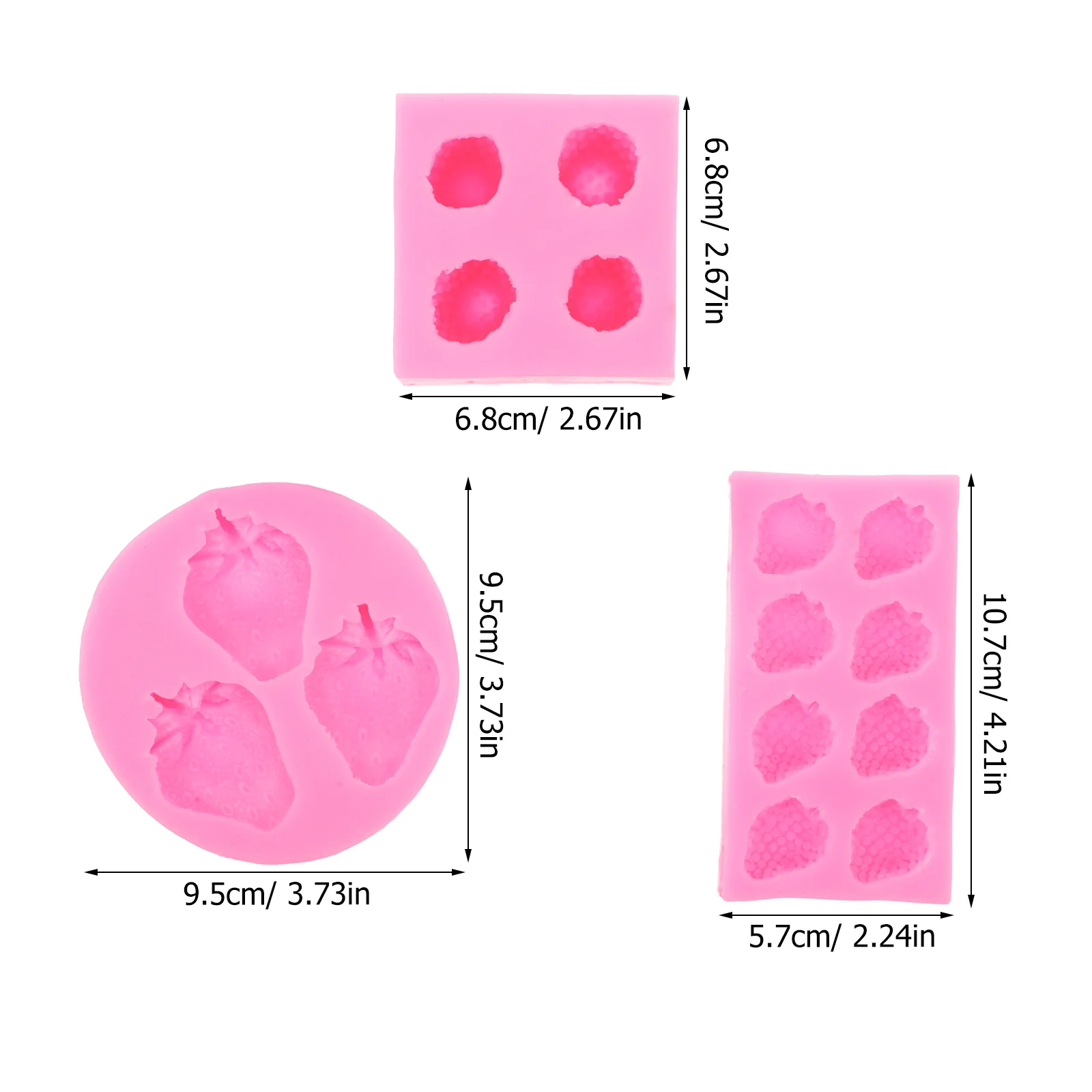 แม่พิมพ์ซิลิโคนรูปสตรอว์เบอร์รี 3 ชิ้น แบบยืดหยุ่น ใช้ซ้ำได้ สำหรับงานหล่อผลไม้ ทำเครื่องประดับอีพ็อกซี่ งานฝีมือ อุปกรณ์อบขนม น้ำหนักเบา พกพาสะดวก