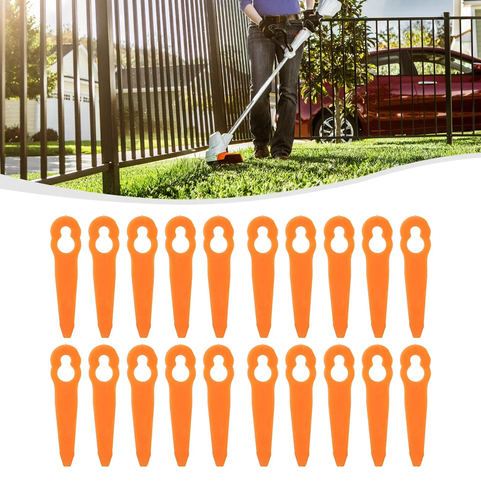 

100 шт. пластиковые лезвия для STIHL FSA 45, беспроводной триммер, триммер для травы, запасные части, аксессуары для садовых инструментов 84 мм
