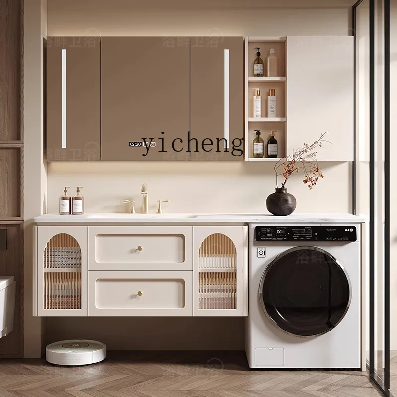 

Washing Machine Integrated Cabinet Bathroom Vanity Cabinet Rock Board Hot Bending Hand Washing Wash Basin
