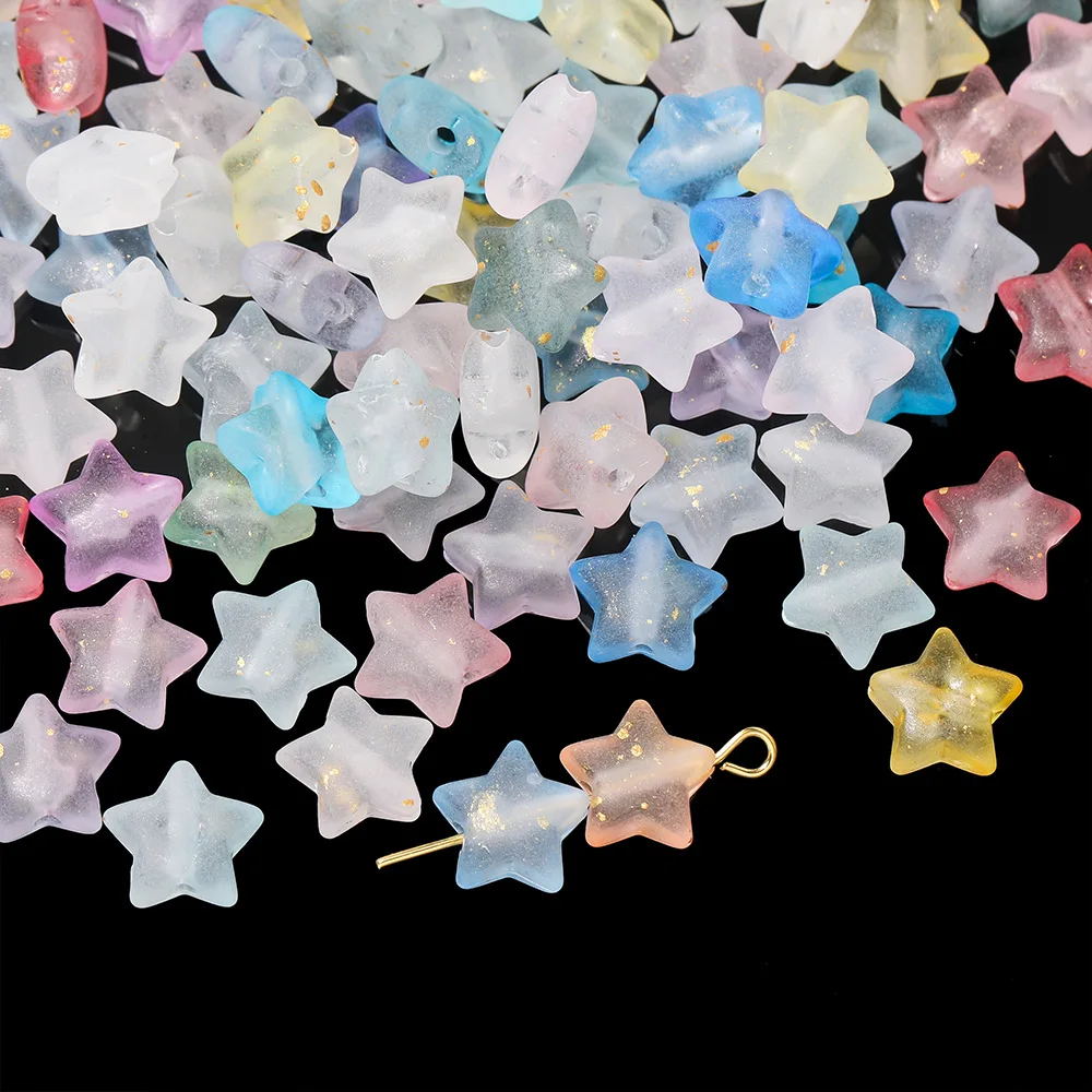 50 Teile/los Acryl Stern Perlen 10mm Funkelnden Makaron Farbe Pentagramm Lose Spacer Perlen DIY Halskette Ohrringe Schmuck Machen