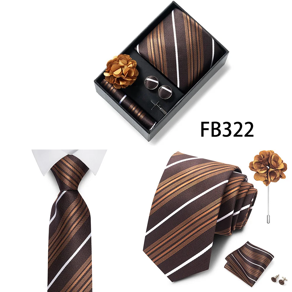 Luxuriöse Mode-Geschenkbox für Herren, 8 cm, Krawatten-Sets, Krawatte, Taschentuch, Manschettenknöpfe, Clip-Brosche-Set, goldener Druck, passend für Hochzeit – Detail 5
