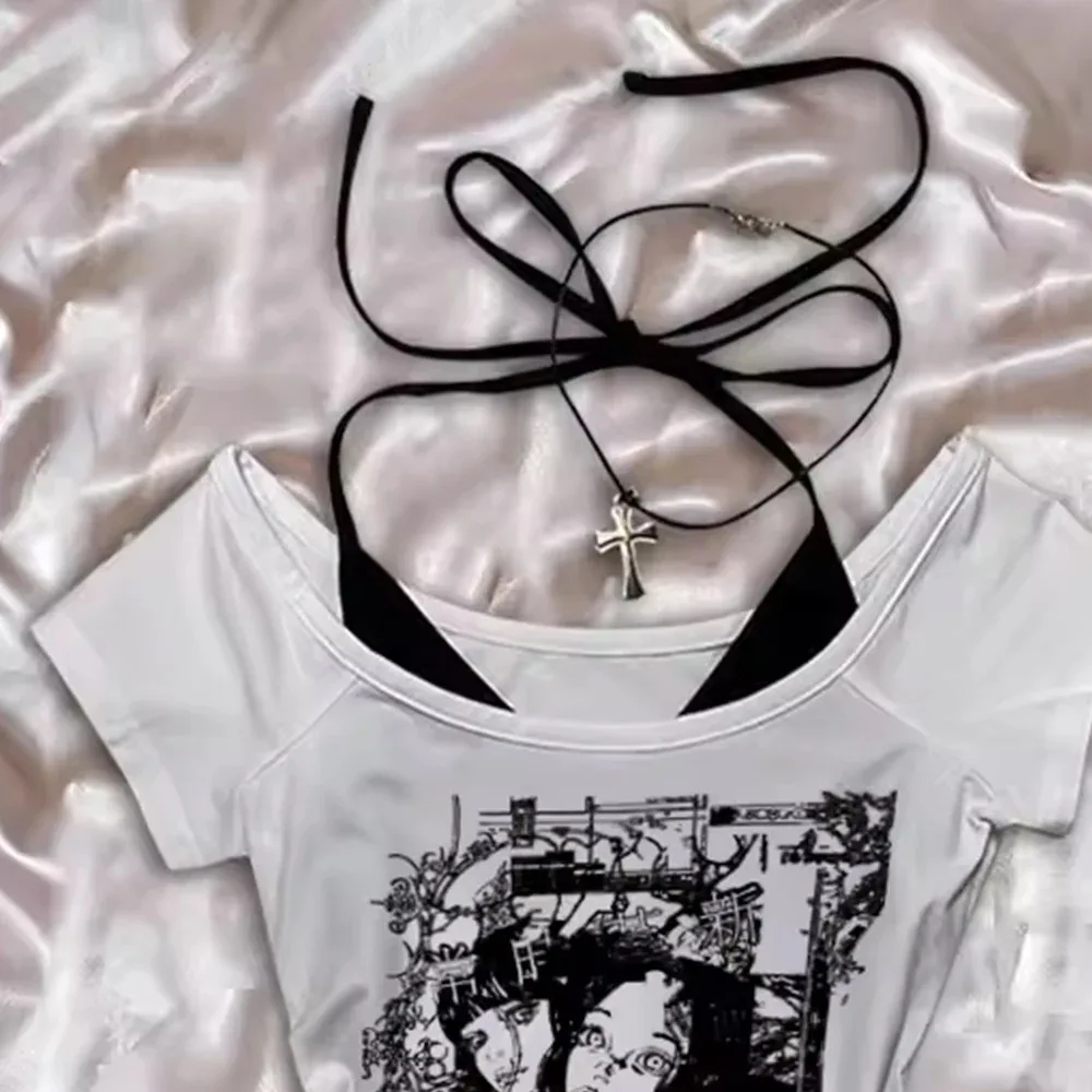 Y2K Harajuku emo Punk Woman's Slim Hip Hop Tube tops Metal Rock Sleeveless Grunge Hot Girl Camisole Personality Fashion Singlet