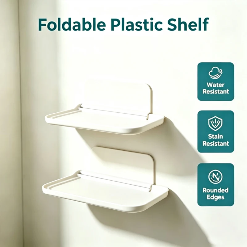 1PCS Foldable Wall-mounted Shelf, For Bathroom, Toilet, Kitchen, Bedside, No Drilling Phone Storage, Wifi Router Storage