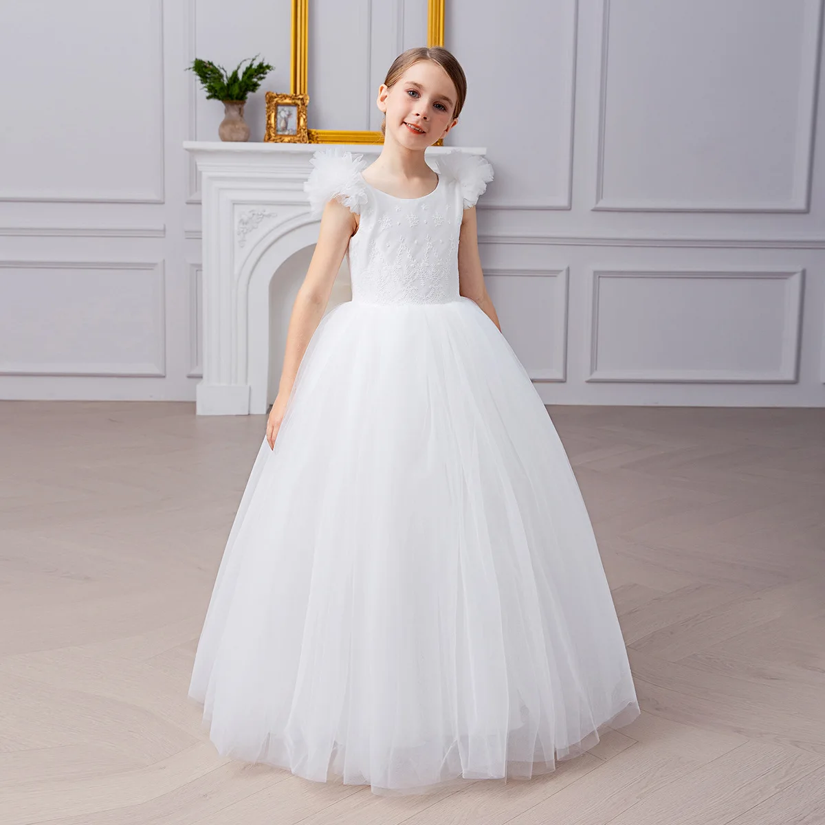 Girls' From 4 To 14 Young Girls Piano Skirt Gala Party Dress Children's Wedding For Girl Woman Luxury Elegant White Long Dresses