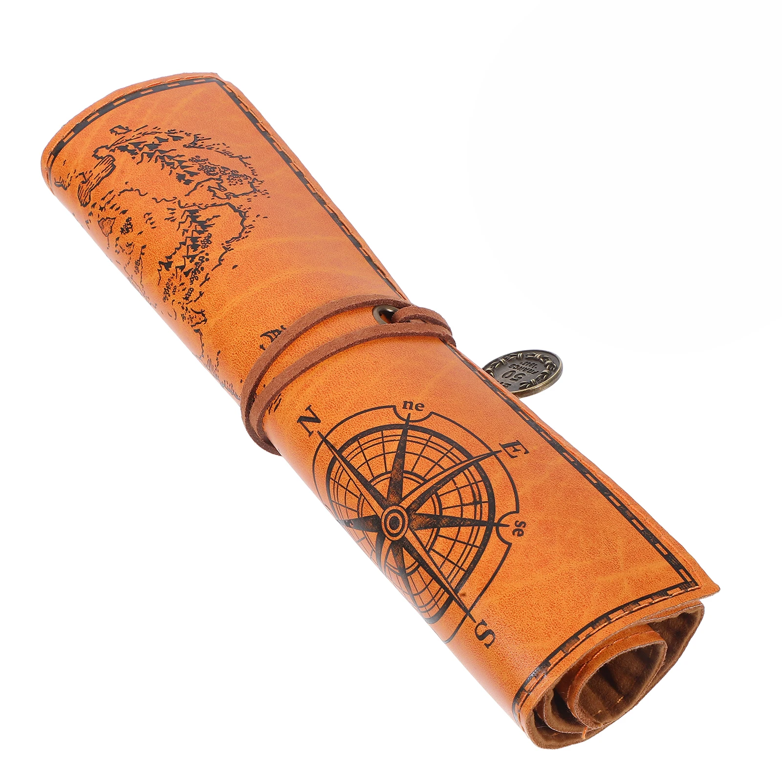 

Retro PU Pencil Case Large Capacity Roll Up Pen Wrap Bag Stationery Box for Girls College Students Supplies Storage