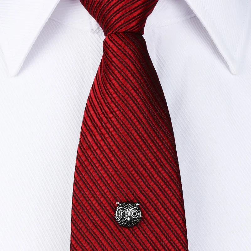 HawsonOwl Tie Tack Men's Punk Style Tie Pin with Chain Fashion Animal Tie Accessory for Formal Shirts Rock Party Accessories