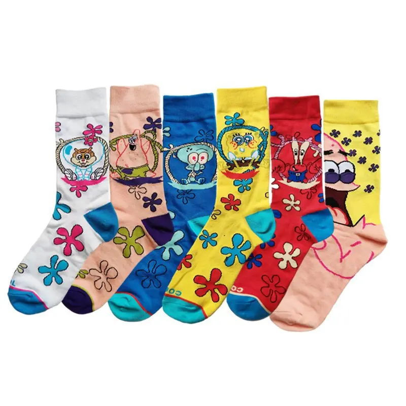 Spongebob Cotton Socks Anime Figure Patrick Star Squidward Tentacles Armor Abs Krabs Sheldon J. Plankton Cosplay Tube Socks Gift