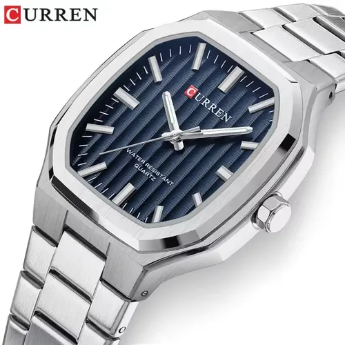 Reloj CURREN 8458 exquisito de cuarzo para hombre, reloj de moda de negocios resistente al agua con tira de acero luminosa, reloj de ocio para hombre, relojes masculinos