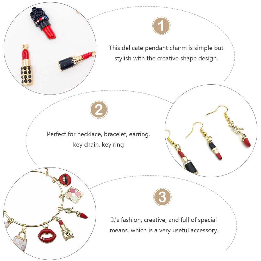 33 Pcs Accessories Lipstick Pendant Miss Earrings Jewelry Alloy Flower Charms DIY