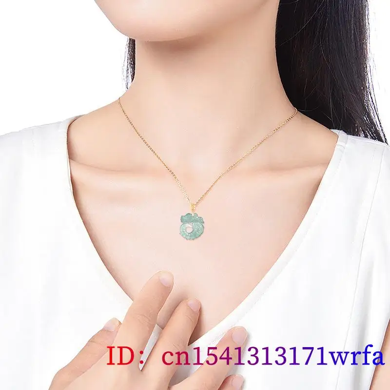 Imagem -04 - Colar de Pingente de Dragão Jadeite Azul Jóias Naturais de Luxo Homem Banhado a Ouro 18k Real Burmese Jade Charme