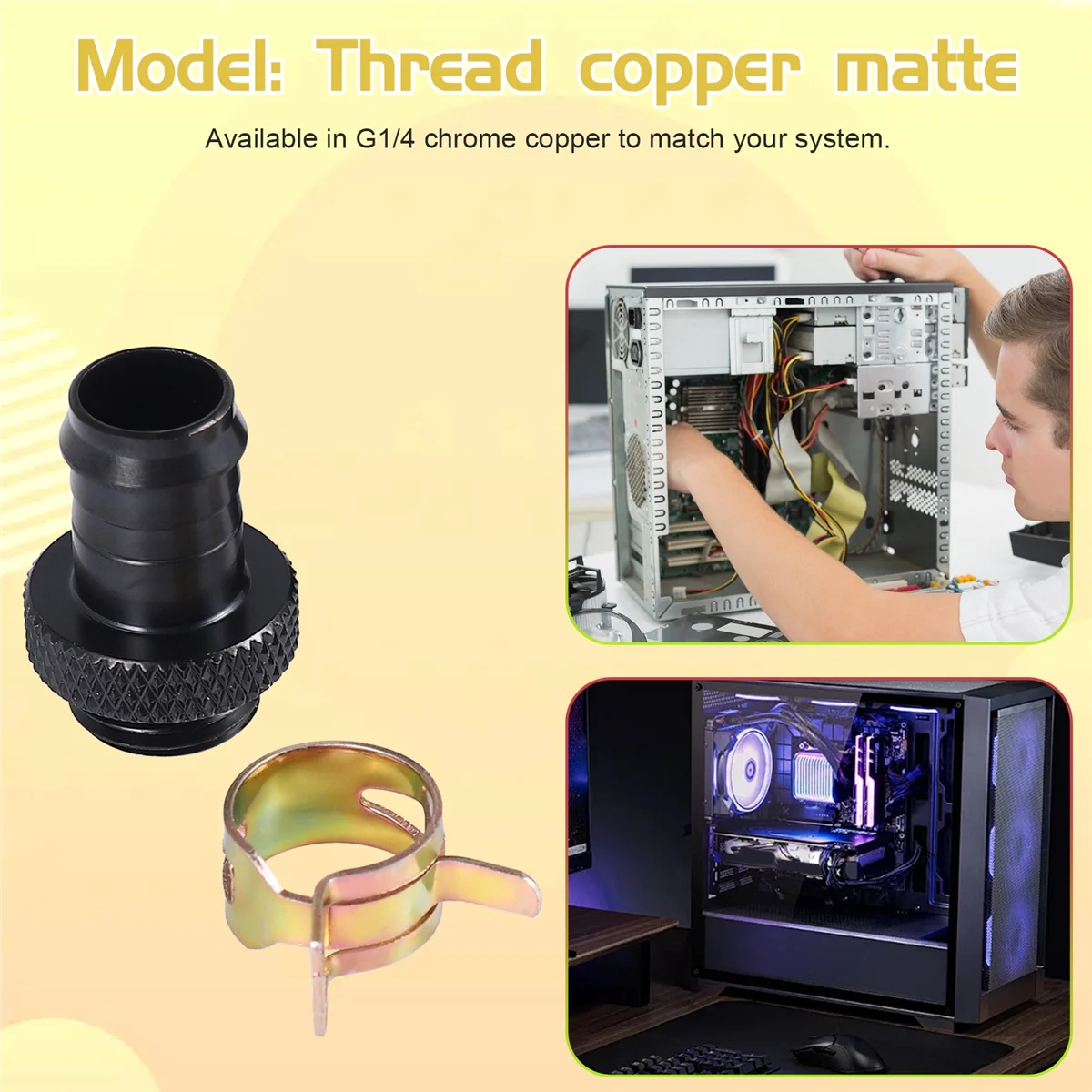 Y29A Hot 2 Pz Barb Raccordo Computer Radiatore di Raffreddamento Ad Acqua Dissipatori di Calore In Rame Morsetto di Raffreddamento Per 3/8 Pollici Id Tubi G1/4 Cromato Del