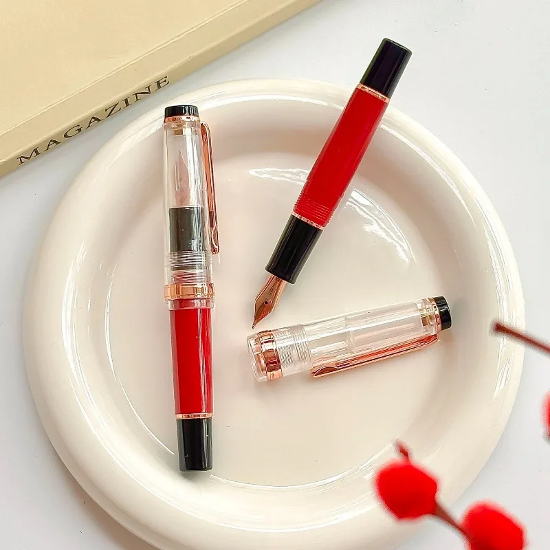 Limited Edition Jinhao 82mini Fountain Pen Red Rose Gold Pointed Short Steel High Aesthetic Value Schmidt F Tip Cute Pocket Pen
