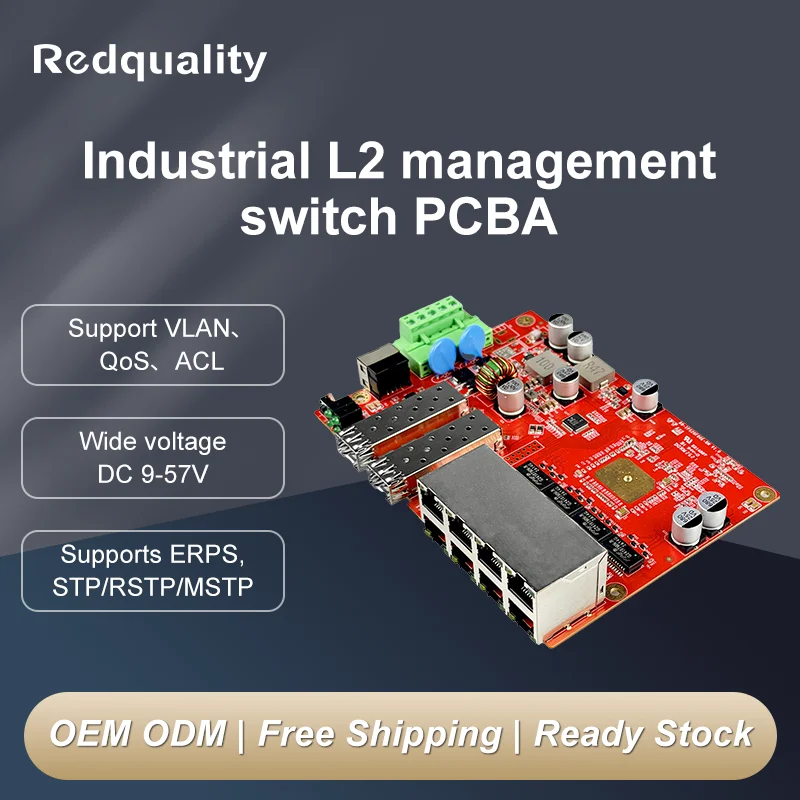 -40~85℃ Industrial Gigabit L2 Managed Switch 2*SFP 8*RJ45 Ports 8KV Surge Protection Network Switch Support STP RSTP QoS VLAN