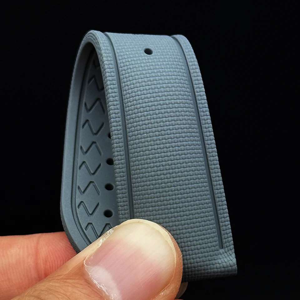 Großhandel FKM Gummi-Uhrenarmband Geripptes Gewebtes Armband 18/19/20/21/22/23/24mm Wasserdichtes Sport-Armband Ersatz-Uhrenarmbänder – Detail 8