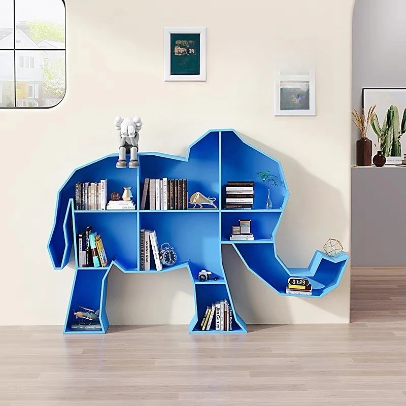 Creative wrought iron modern wall bookshelf animal modeling elephant kindergarten school library living room shelf