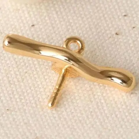 Copper-plated Gold Simple Ins One-word Horizontal Sticky Bead Pendant Charms For Jewelry Making DIY Bracelet Accessories Finding
