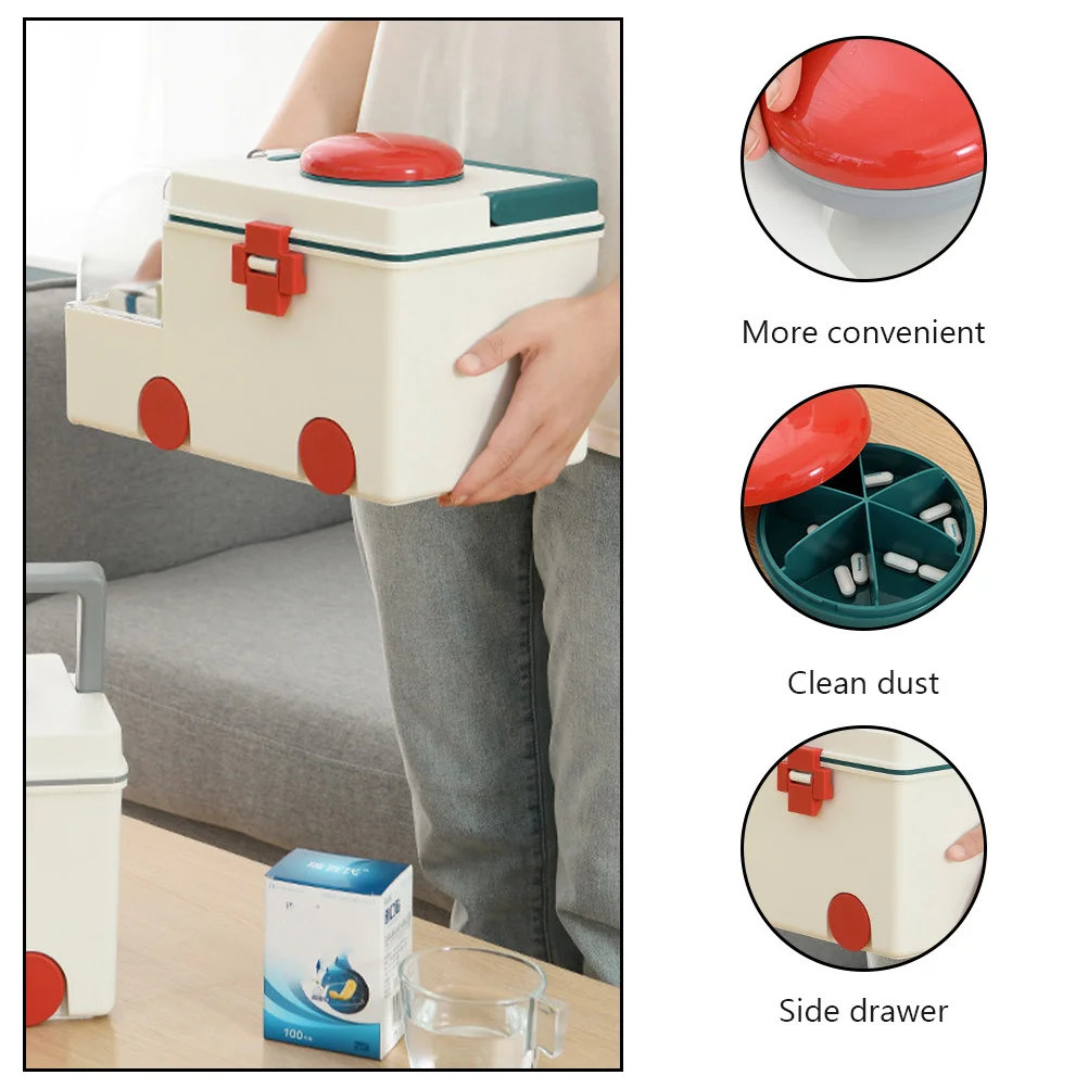 صندوق طبي ذو سعة كبيرة منظم الإسعافات الأولية صندوق تخزين الأدوية المنزلية صندوق الطوارئ للسفر استخدام الرياضة في الهواء الطلق #2