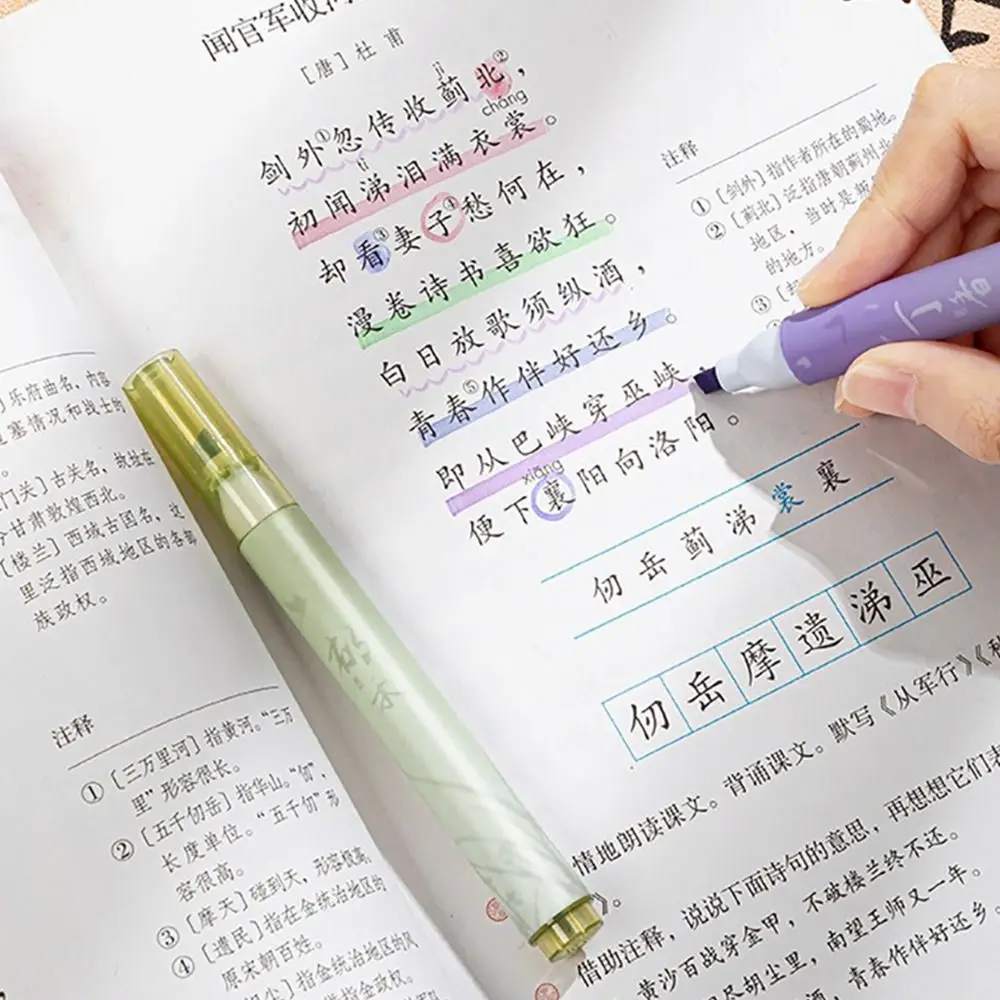 4PCS/Set New Chinese Style Highlighter Pen DIY Scrapbook Painting Writing Drawing Art Marker Pens Fluorescent Pen School Office